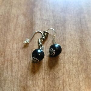 Vintage Napier Faux Pearl black Earrings